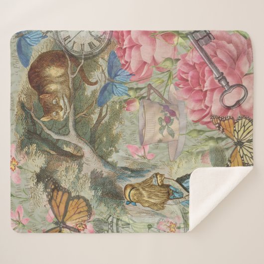 Alice Cheshire Cat Wonderland Tree Garden Sherpadecke (Vorderseite (Horizontal))