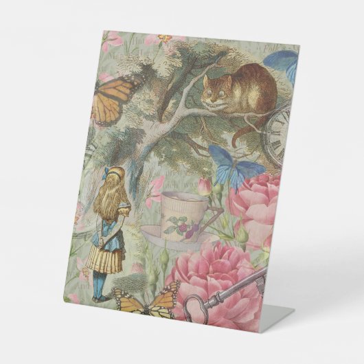 Alice Cheshire Cat Wonderland Tree Garden Sockelschild (Vorderseite)