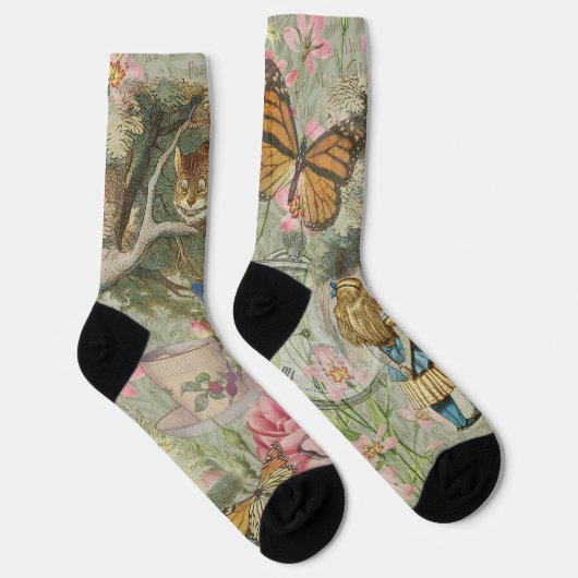 Alice Cheshire Cat Wonderland Tree Garden Socken (Rechts)
