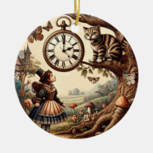 Alice & Cheshire Cat: Wunderliche Wunderland-Fanta Keramik Ornament