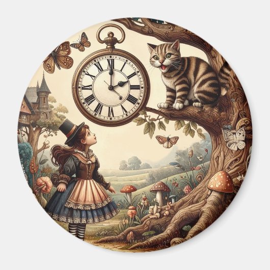 Alice & Cheshire Cat: Wunderliche Wunderland-Fanta Magnet (Vorne)