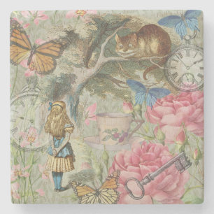 Alice Cheshire Katze Wonderland Baum Garten Steinuntersetzer