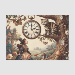 Alice & Cheshire-Katze: Wunderliche Wunderland-Fan Seidenpapier