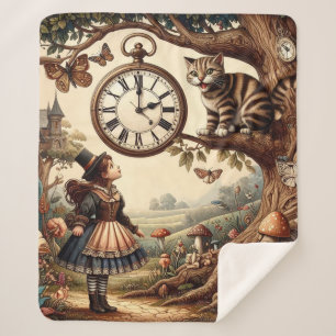 Alice & Cheshire-Katze: Wunderliche Wunderland-Fan Sherpadecke