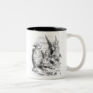 Alice, der Greif und der Mock-Turtle-Tanz Zweifarbige Tasse