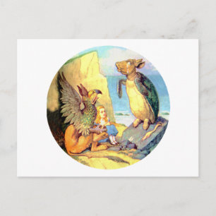 Alice, der Greif und die Mock-Turtle in Wonderland Postkarte