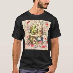 Alice der Raupe-Collage - auf Vintagem Textbo T-Shirt