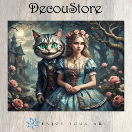 Alice & die decoupage des Cheshire-Katzes Seidenpapier