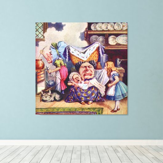 Alice, die Duchess und das Schweine Baby in der Kü Leinwanddruck (Insitu (Holzboden))