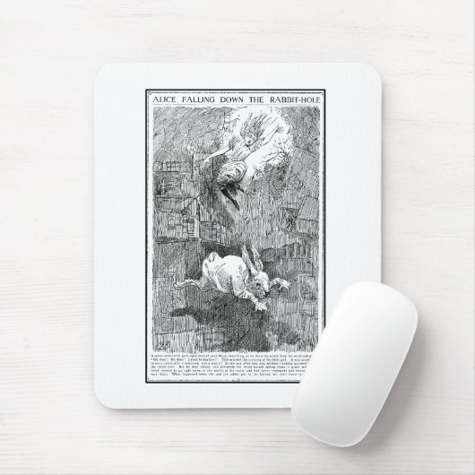Alice, die unten der Kaninchenbau fällt Mousepad (Mit Mouse)