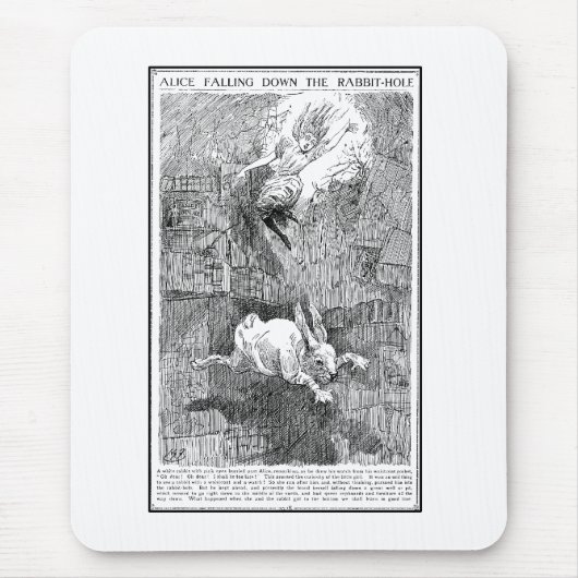 Alice, die unten der Kaninchenbau fällt Mousepad (Vorne)