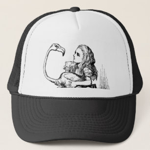 Alice, die versucht, Krokett mit einem Flamingo zu Truckerkappe