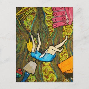 Alice Down the Rabbit Hole - Postcard Postkarte