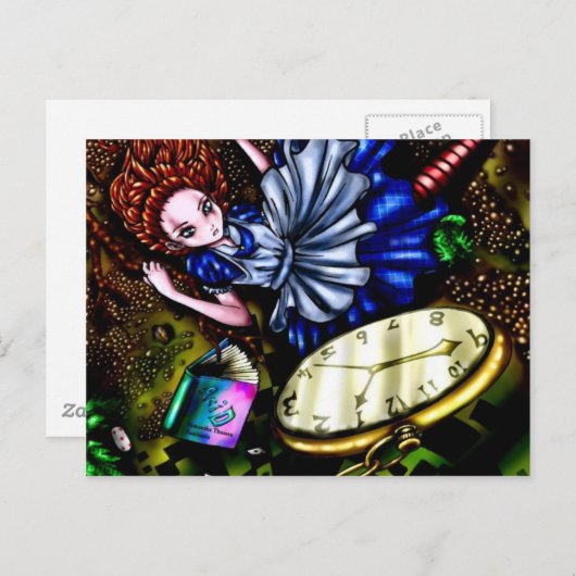 Alice Down the Rabbit Hole Postkarte (Vorne/Hinten)
