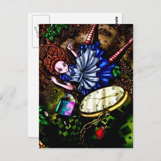 Alice Down the Rabbit Hole Postkarte (Vorne/Hinten)
