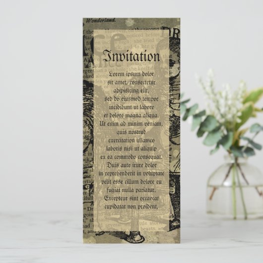 Alice Drink Me Collage Einladung (Stehend Vorderseite)