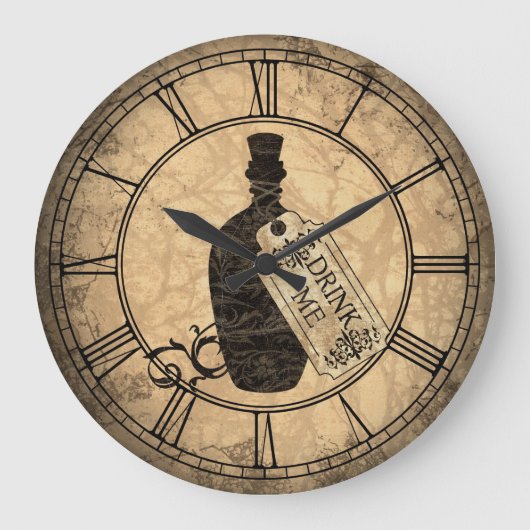 Alice Drink Me Flasche Große Wanduhr (Vorderseite)