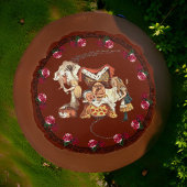 Alice Duchess Cheshire Cat Burgundy Pouf Rundes Kissen