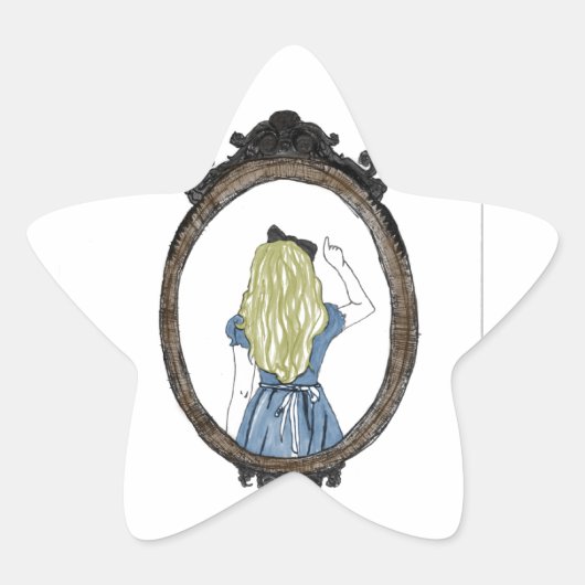 Alice durch das aussehende Glas Stern-Aufkleber (Vorderseite)