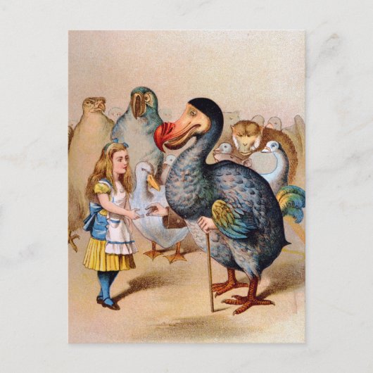 ALICE ERFÜLLT DIE DODO-BIRD POSTKARTE (Vorderseite)