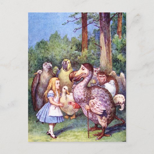 ALICE ERFÜLLT DIE DODO-BIRD POSTKARTE (Vorderseite)