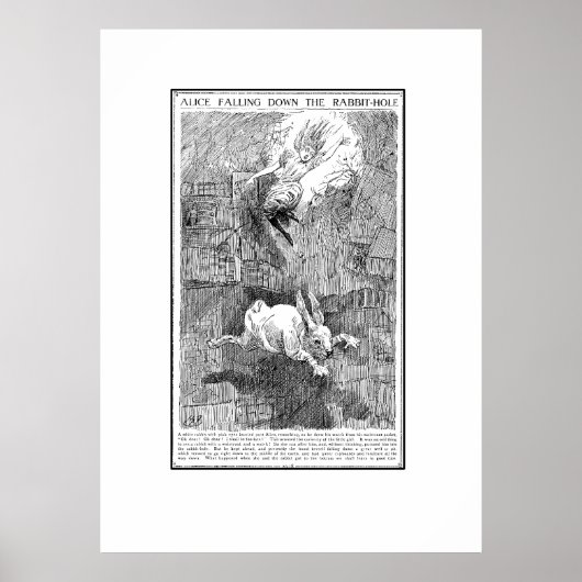 Alice fällt das Kaninchenloch herunter Poster (Vorne)