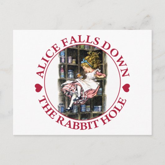 ALICE FALLT DAS RABBIT-LOLE AB POSTKARTE (Vorderseite)