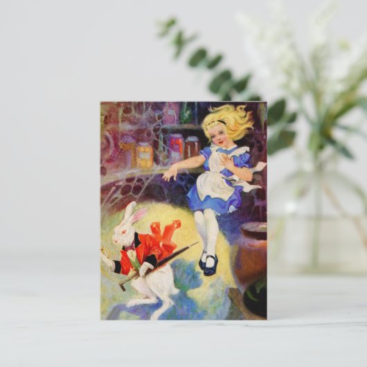 ALICE FALLT DAS RABBIT-LOLE AB POSTKARTE (Stehend Vorderseite)