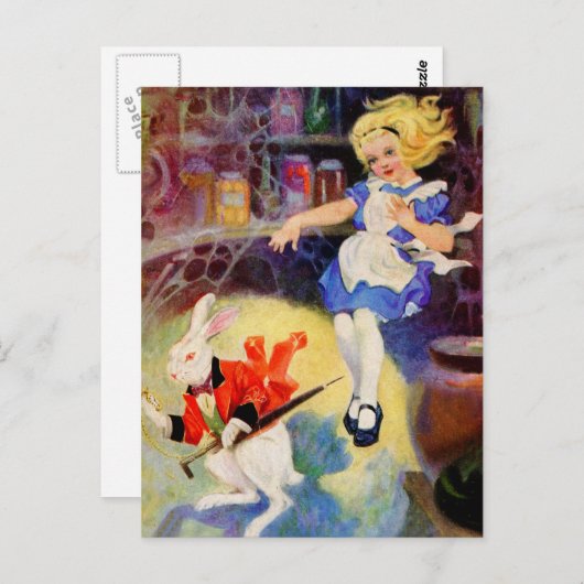 ALICE FALLT DAS RABBIT-LOLE AB POSTKARTE (Vorne/Hinten)