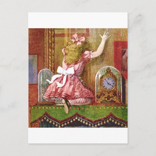 Alice fällt durch den Spiegel im Wohnzimmer Postkarte (Vorderseite)