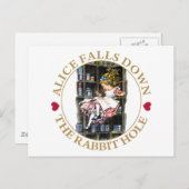 Alice fällt hinunter zum Rabbit Hole zum Wunderlan Postkarte (Vorne/Hinten)