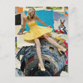 Alice fällt in das Kaninchenloch Collage Postkarte (Vorderseite)