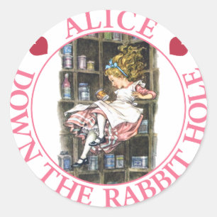 Alice fällt in das Kaninchenloch Runder Aufkleber