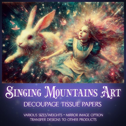 Alice fällt in Wunderland Fantasy Decoupage Seidenpapier