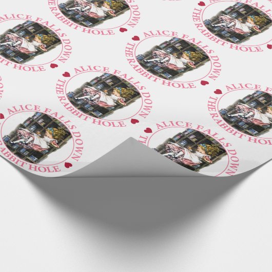 Alice fällt unten der Kaninchenbau nach Geschenkpapier (Ecke)