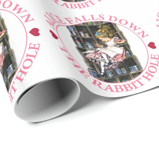 Alice fällt unten der Kaninchenbau nach Geschenkpapier (Rolleneckpunkt)