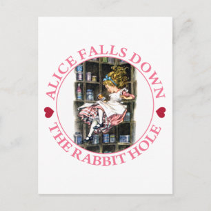 ALICE FÄLLT UNTEN DER KANINCHENBAU POSTKARTE