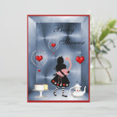 Alice & Flamingo Hearts Babydusche Party Einladung (Stehend Vorderseite)