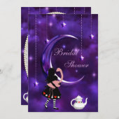 Alice & Flamingo Lila Moon Brautparty Einladung (Vorne/Hinten)