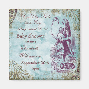 Alice & Flamingo - Rettet das Datum - Babyshower Magnet