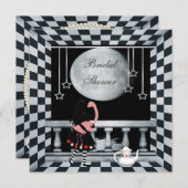 Alice-, Flamingo-u. Mond-Brautparty Einladung (Vorne/Hinten)