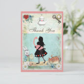Alice, Flamingo und Cat Brautparty Vielen Dank Dankeskarte (Stehend Vorderseite)
