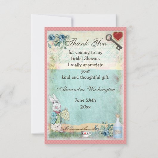 Alice, Flamingo und Cat Brautparty Vielen Dank Dankeskarte (Rückseite)