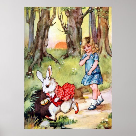 Alice folgt dem weißen Kaninchen zu Wonderland Poster (Vorne)