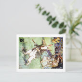 Alice folgt dem weißen Kaninchen zum Wunderland Postkarte (Stehend Vorderseite)