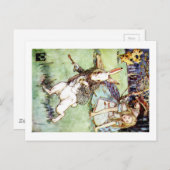 Alice folgt dem weißen Kaninchen zum Wunderland Postkarte (Vorne/Hinten)