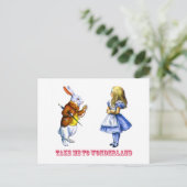 Alice Frage dem Kaninchen zu: "Bring mich zu Wonde Postkarte (Stehend Vorderseite)