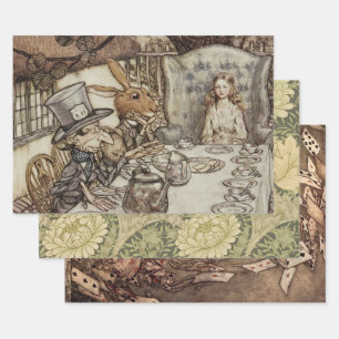 Alice Geburtstag Nicht-Geburtstag Hasen Hutmacher  Geschenkpapier Set
