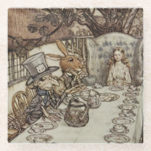 Alice Geburtstag Nicht-Geburtstag Hasen Hutmacher  Glasuntersetzer
