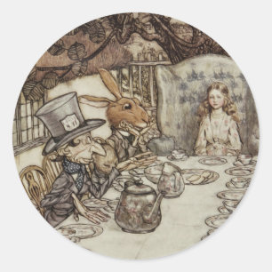 Alice Geburtstag Nicht-Geburtstag Hasen Hutmacher Runder Aufkleber